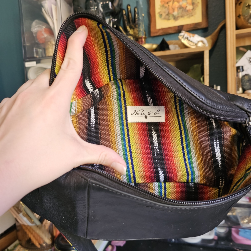 Nena & Co. Black Leather Manny with Multicolor Stripe Lining